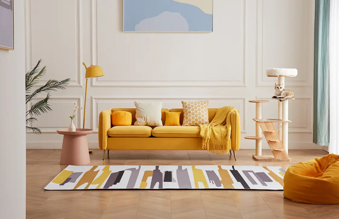 Moderne kattenboom van rubberhout - krabpaal met kattenmand en trap SpirePets