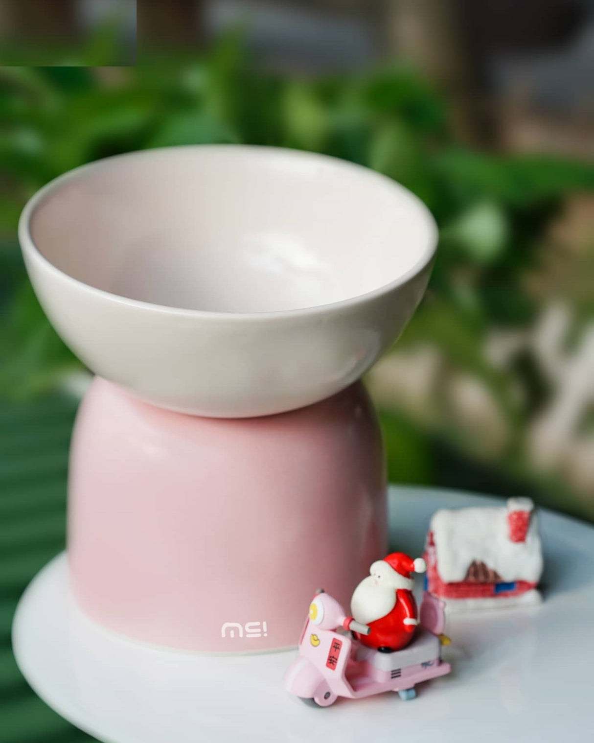 Verhoogde kattenvoerbak - keramische voerbak kat - roze - SpirePets