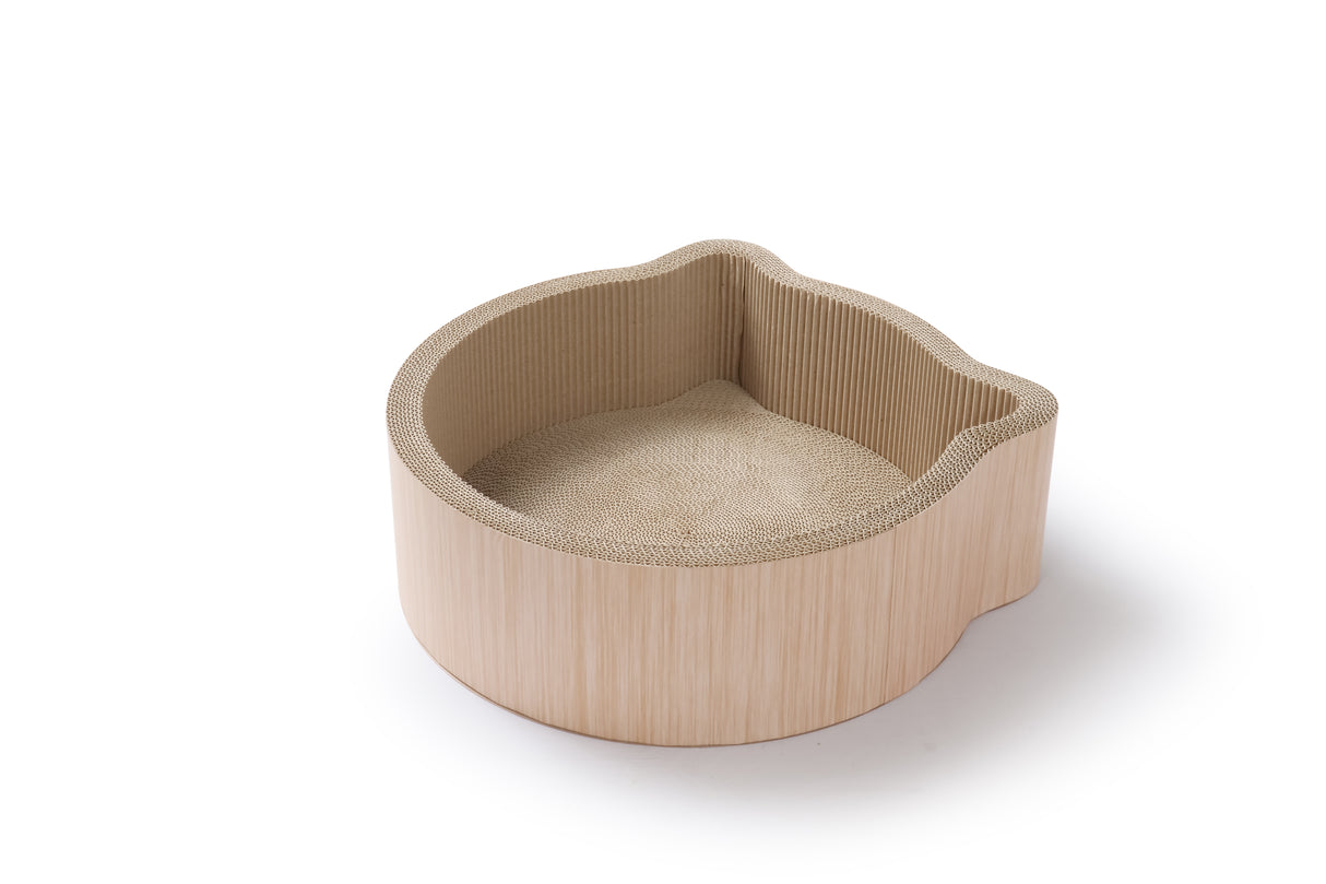 Katzenkratzkorb in Form eines Katzenkopfes