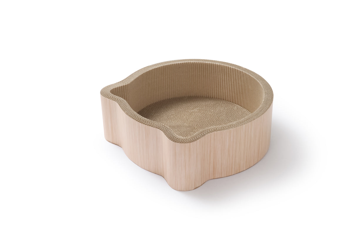 Katzenkratzkorb in Form eines Katzenkopfes