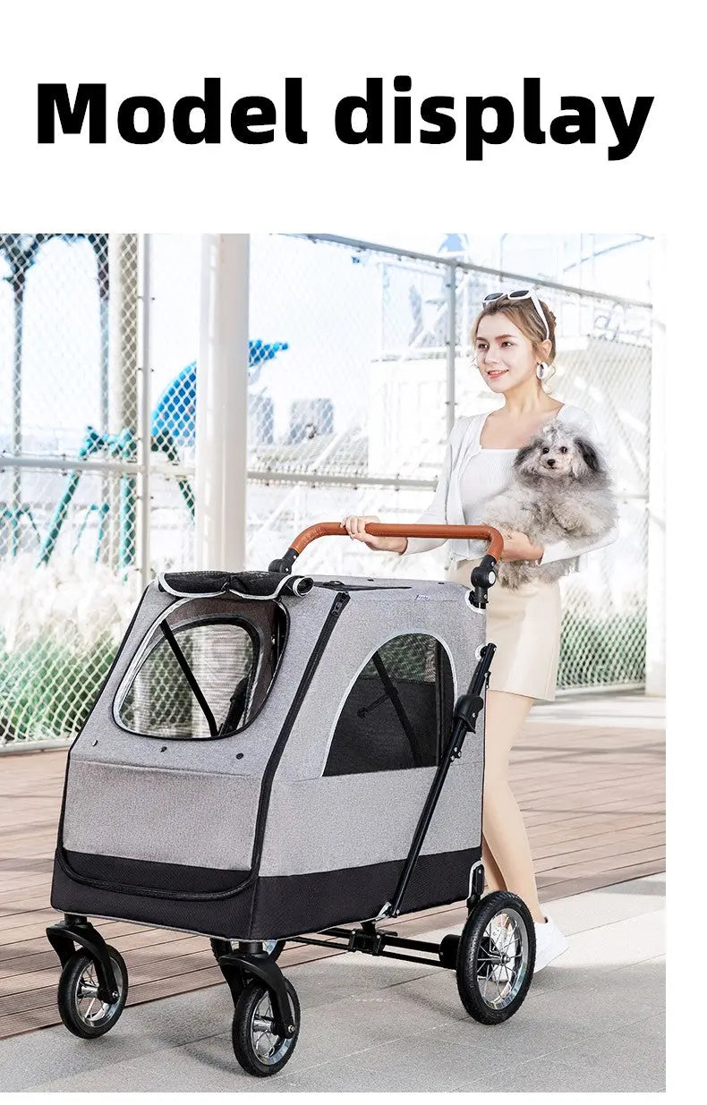 BELLO Wandelwagen voor honden - tot 2 of 3 honden mogelijk - 4-wielen - Inklapbaar - SpirePets