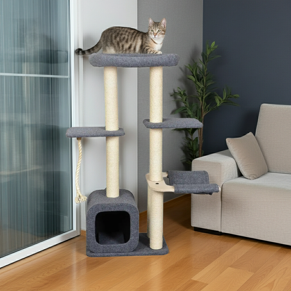 Katten krabpaal Candy - klimboom - grijs - SpirePets