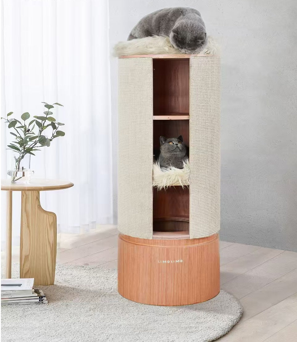 Designer krabpaal - krabmeubel - kattenkrabpaal - eikenhout en sisal