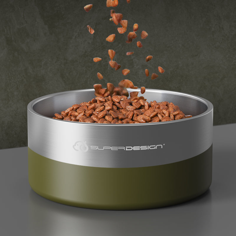 Anti-slip RVS voerbak set – Stevig & stijlvol in donkergroen - SpirePets