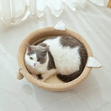 Kattenmand - Kattenbed met speeltje - ronde mand voor katten - Diameter 36cm - SpirePets