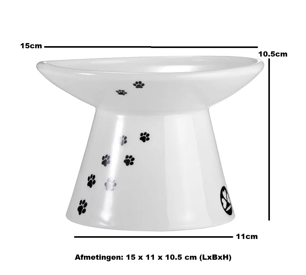 Verhoogd voerbakje katten - Porselein voerbakje katten - SpirePets
