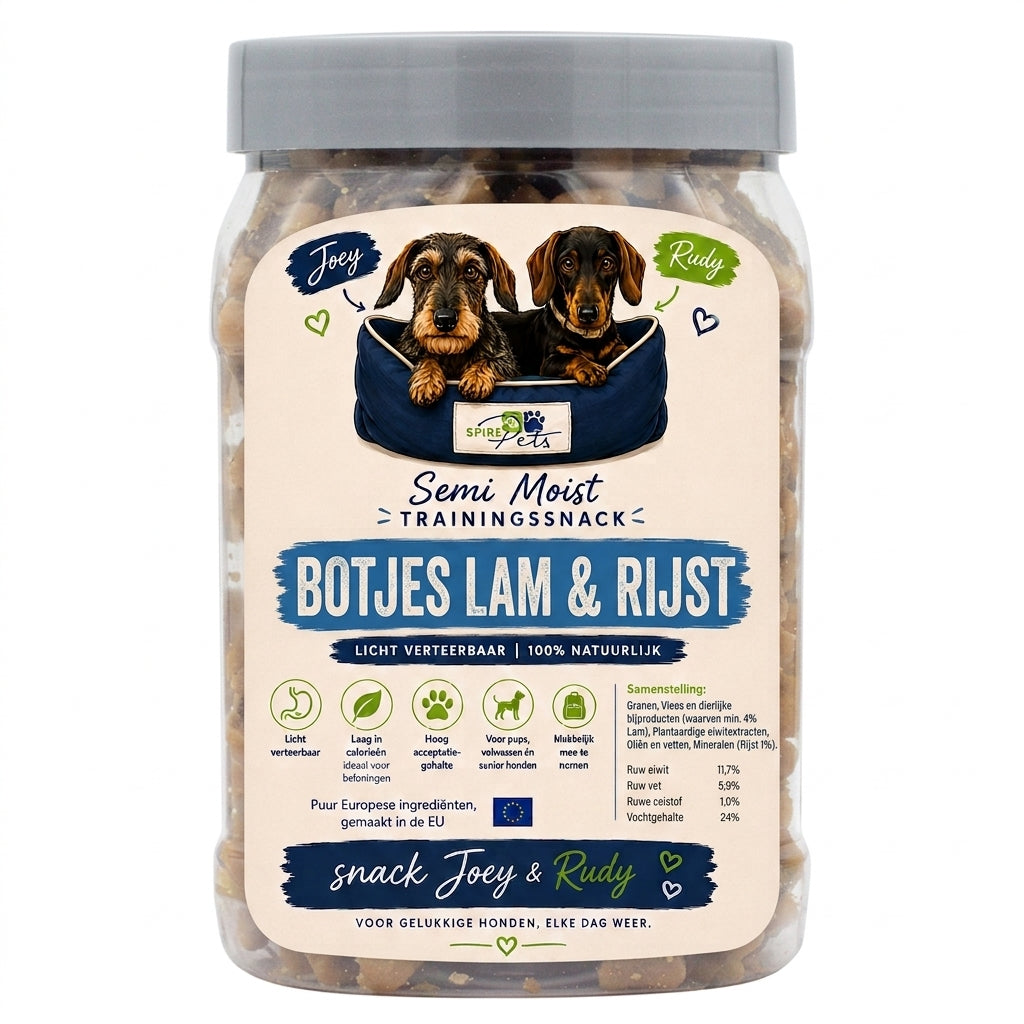 Joey & Rudy Botjes Lam en Rijst – zachte hondensnacks - 250gram