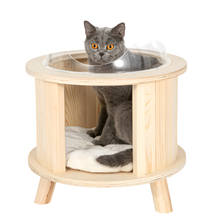 Katzenhaus aus Holz – Katzenkorb – Luxus-Katzenbett 