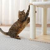 Moderne kattenboom van rubberhout - krabpaal met kattenmand en trap SpirePets