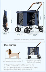 Bello wandelwagen voor honden - 4-wielen - blauw - max. laadgewicht: 30 kg - SpirePets