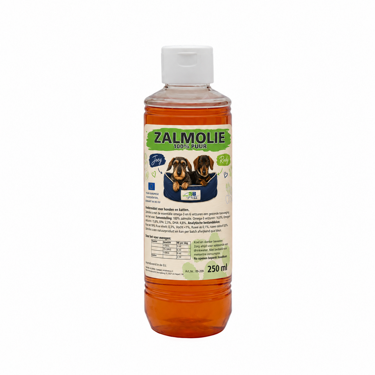 Joey & Rudy Zalmolie 100% Puur 250 ml – Omega 3 voor Honden en Katten
