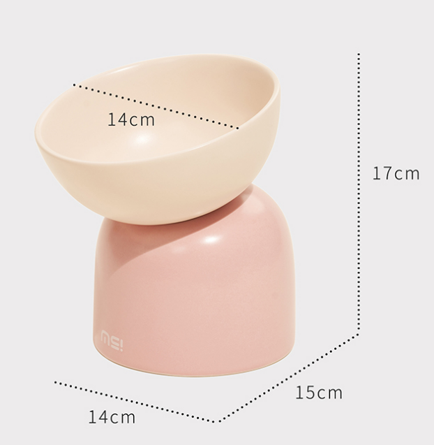 Verhoogde kattenvoerbak - keramische voerbak kat - roze - SpirePets