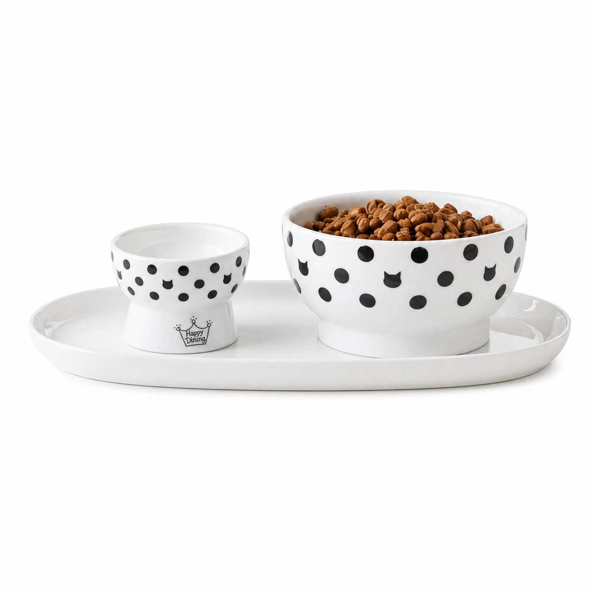 NECOICHI keramiche voerbakjes voor katten inclusief dienblad