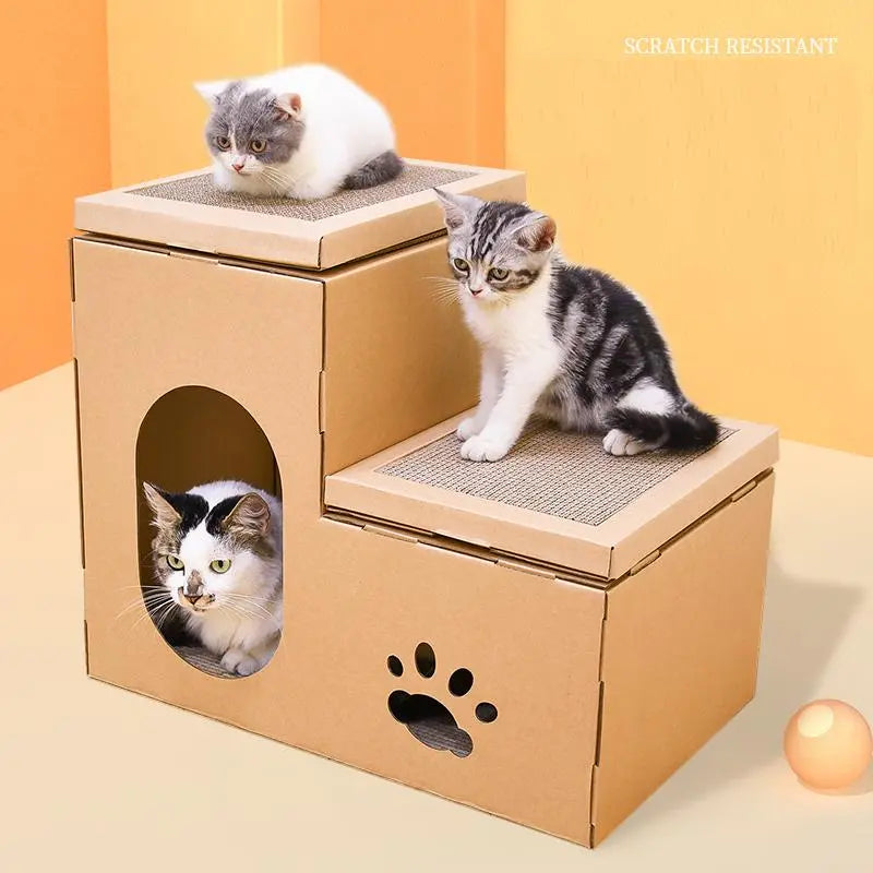 Kattenhuis speelhuis voor poezen en katten - ook bruikbaar als kattenbak - SpirePets