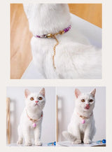 Halsband katten roze met bel - japans - verstelbaar in lengte - 29 tot 36 cm - kattehalsband - halsbandje - SpirePets