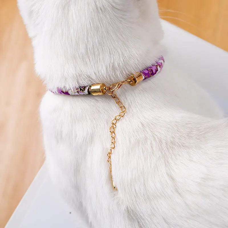 Halsband katten roze met bel - japans - verstelbaar in lengte - 29 tot 36 cm - kattehalsband - halsbandje - SpirePets