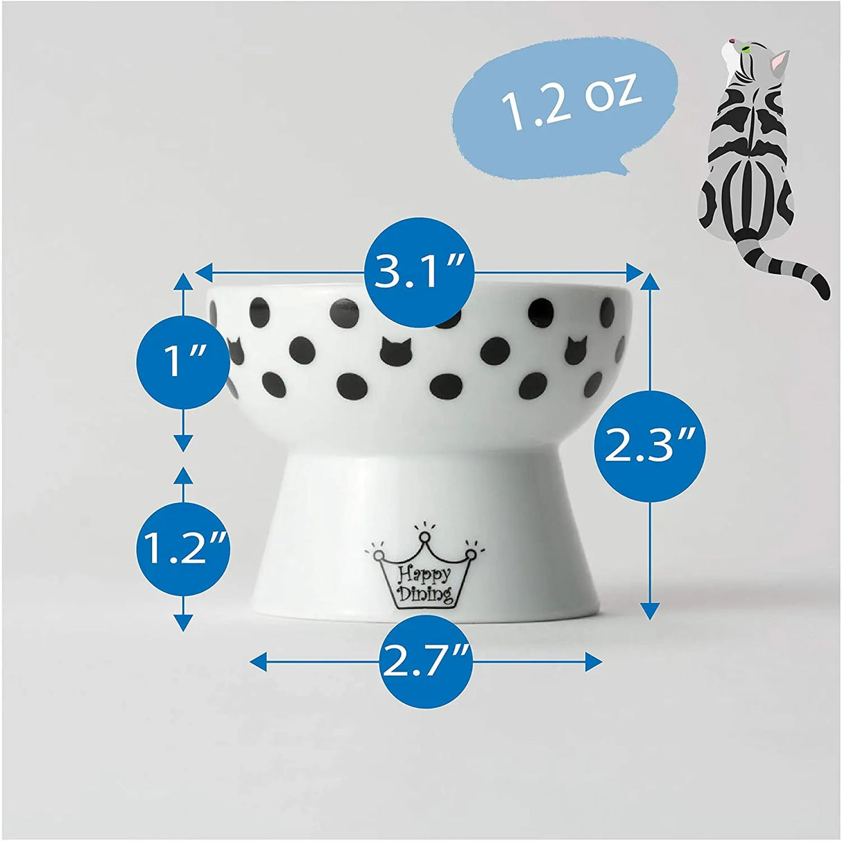 Mini voerbak katten of hondjes - hoog model - 7,9x7,9x5,8 cm (LxBxH)